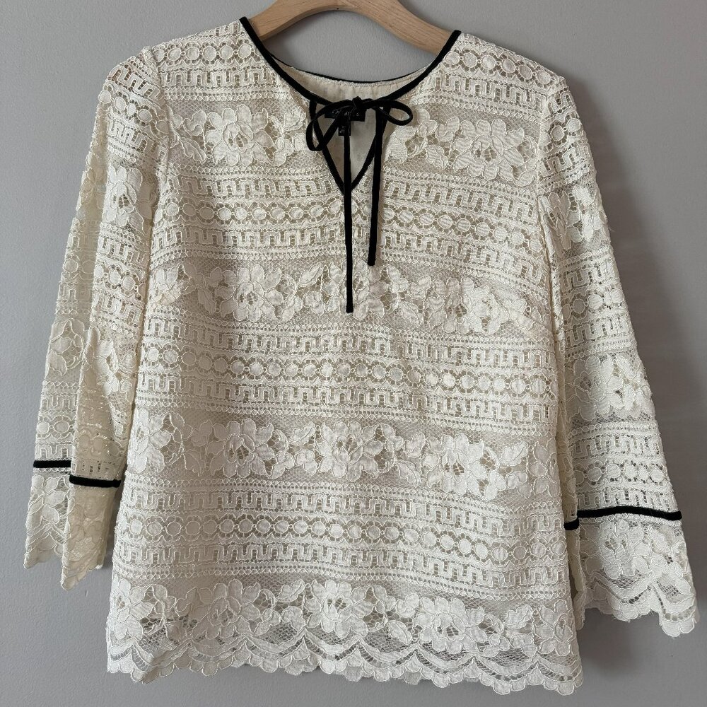 Talbots lace and velvet shirt